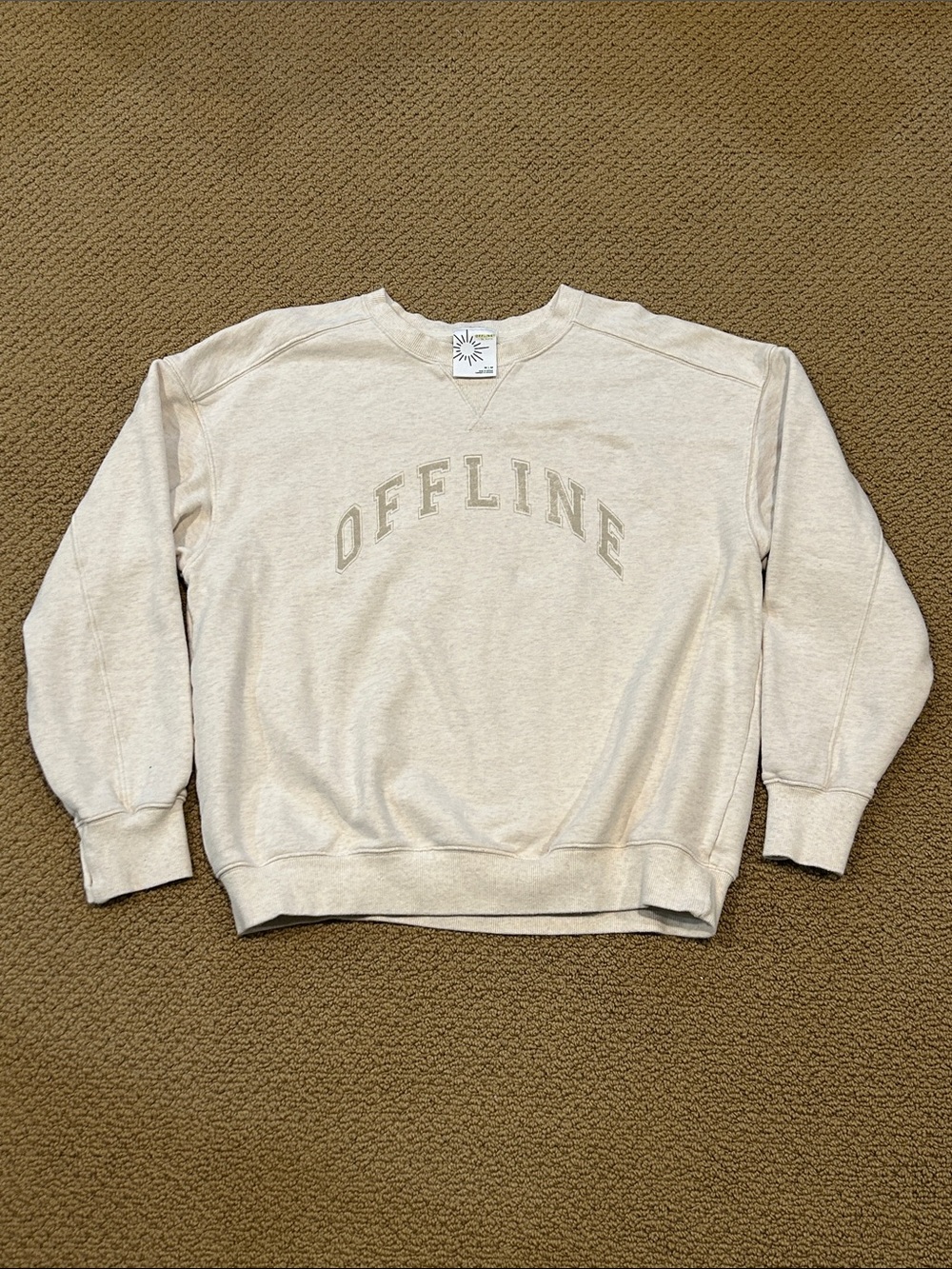 OFFLINE By Aerie Cloud Fleece Oversized Crewneck Sweatshirt Medium Cream Ivory